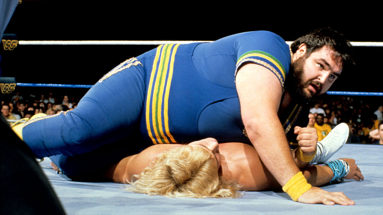 Akeem flattening Shawn Michaels at WrestleMania 5. 
