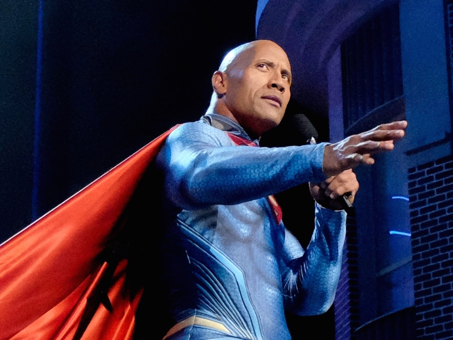 BURBANK, CALIFORNIA - APRIL 09: Host Dwayne Johnson appears as Superman onstage during the 2016 MTV Movie Awards at Warner Bros. Studios on April 9, 2016 in Burbank, California. MTV Movie Awards airs April 10, 2016 at 8pm ET/PT. (Photo by Frazer Harrison/Getty Images for MTV)